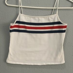 White Top with Blue and Red Stripes